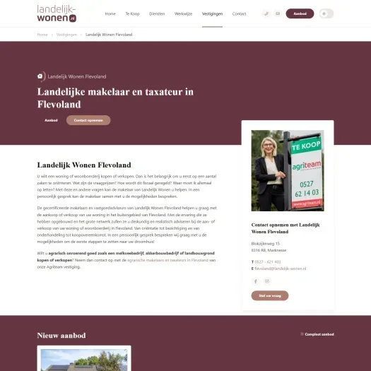 Screenshot van de website van www.landelijk-wonen.nl