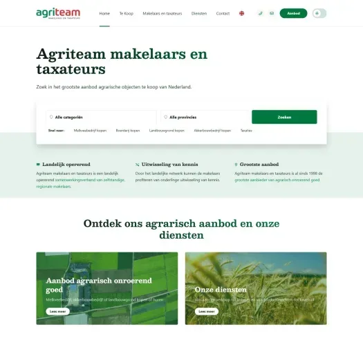 Screenshot van de website van www.agriteam.nl