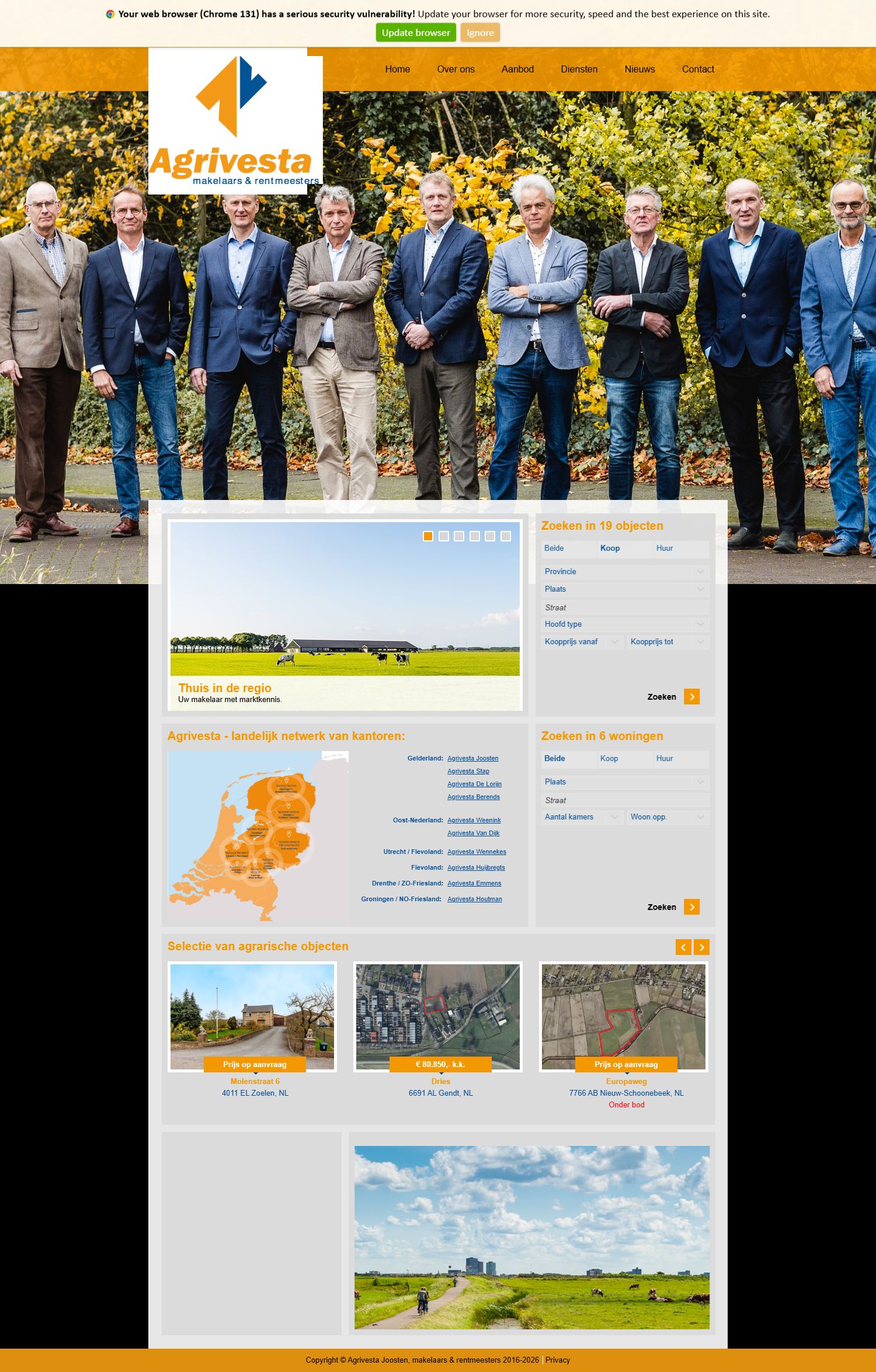Capture d'écran du site web de www.agrivesta.nl