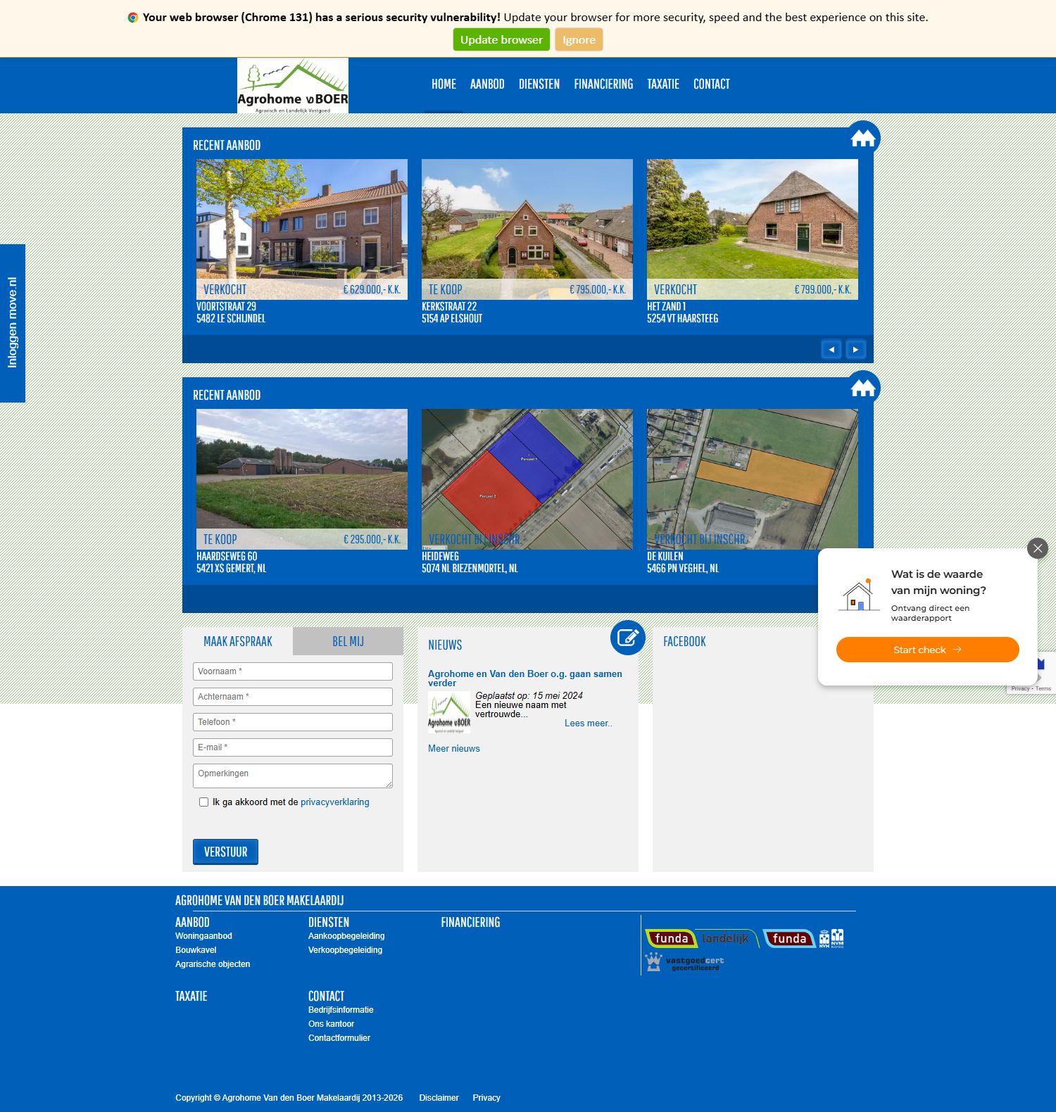 Screenshot of the website of www.agrohomevdboer.nl