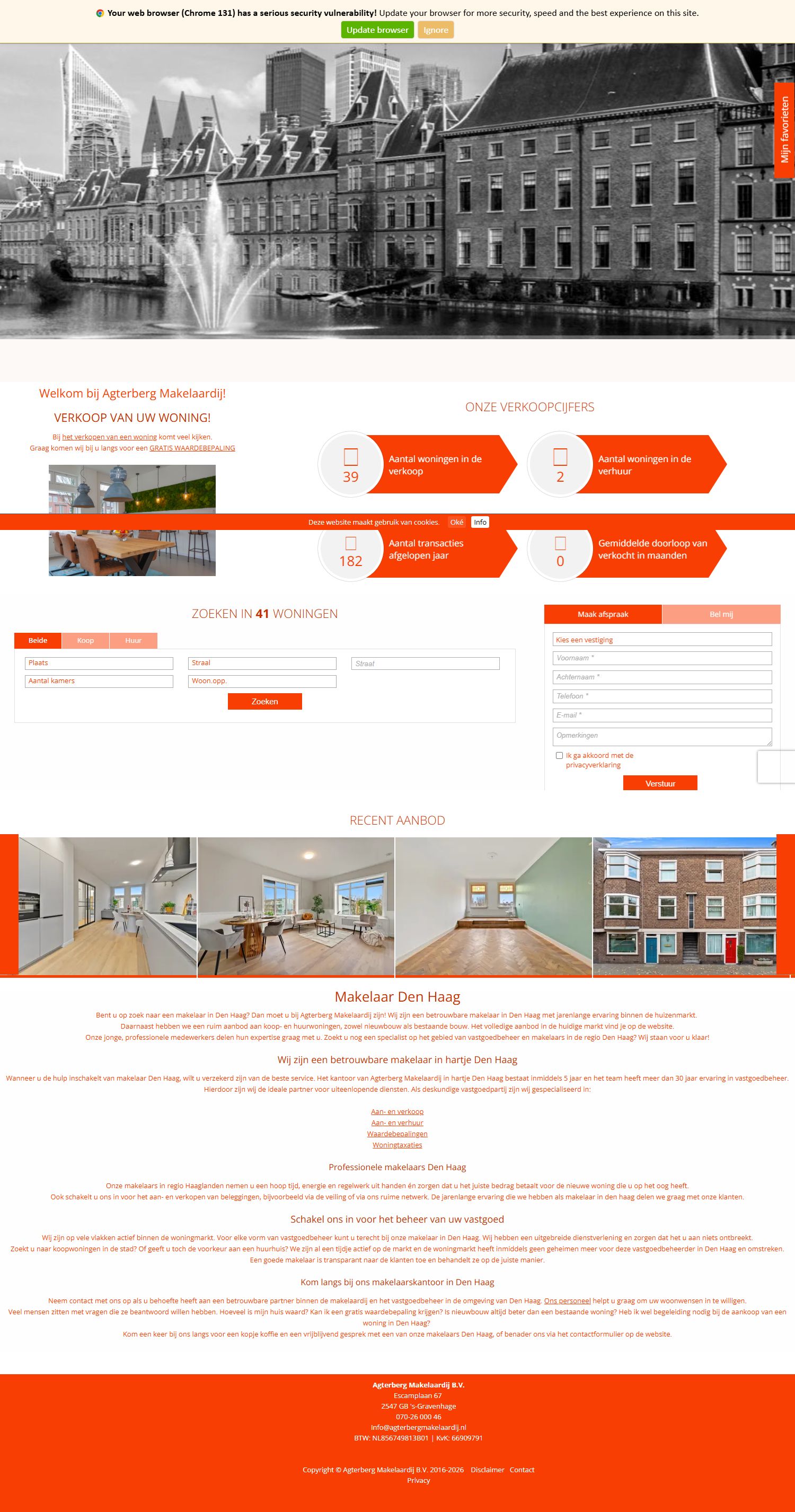 Screenshot van de website van www.agterbergmakelaardij.nl