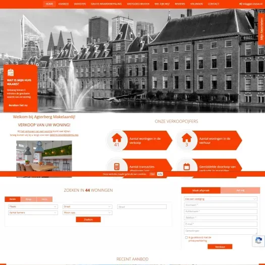 Screenshot van de website van www.agterbergmakelaardij.nl