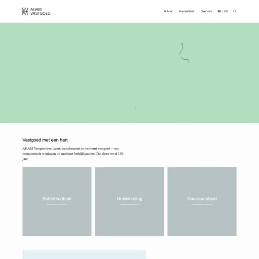 Screenshot van de website van www.aham.nl