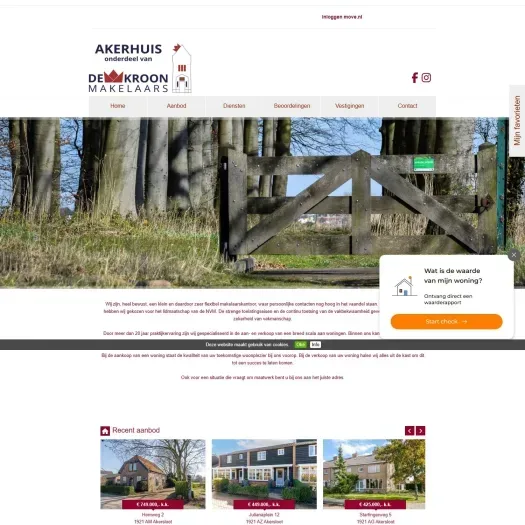 Screenshot van de website van www.akerhuis.nl