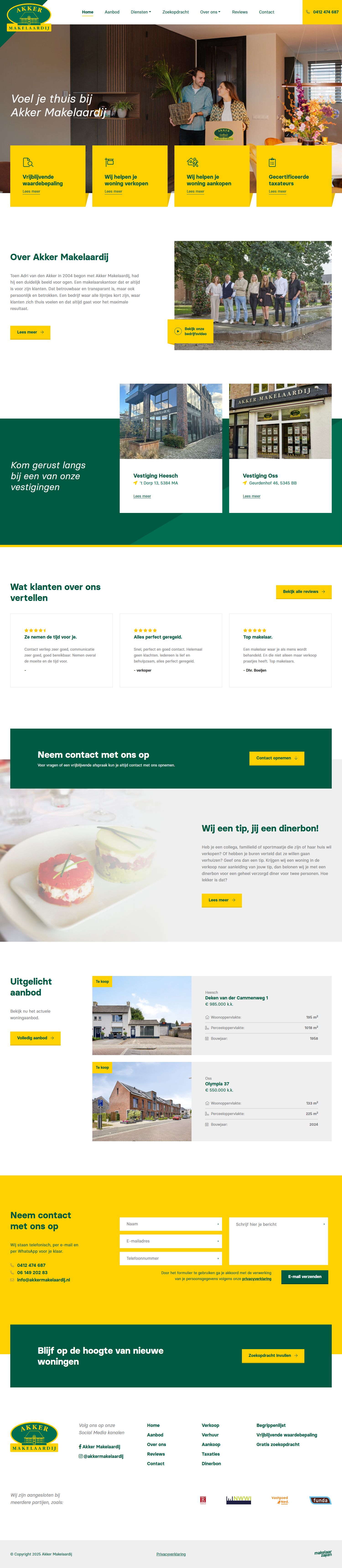 Screenshot van de website van www.akkermakelaardij.nl