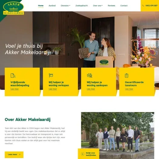 Screenshot of the website of www.akkermakelaardij.nl