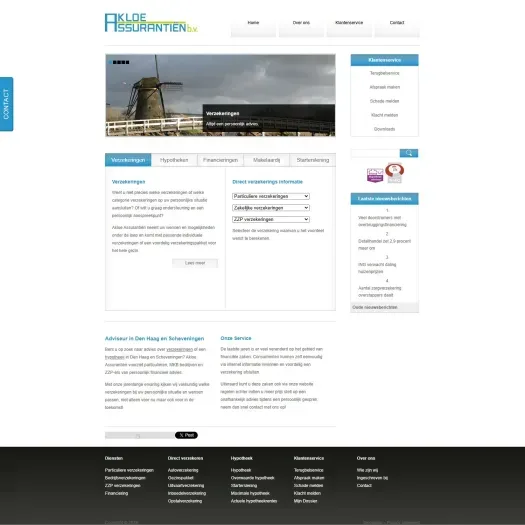 Screenshot van de website van akloe-assurantien.nl