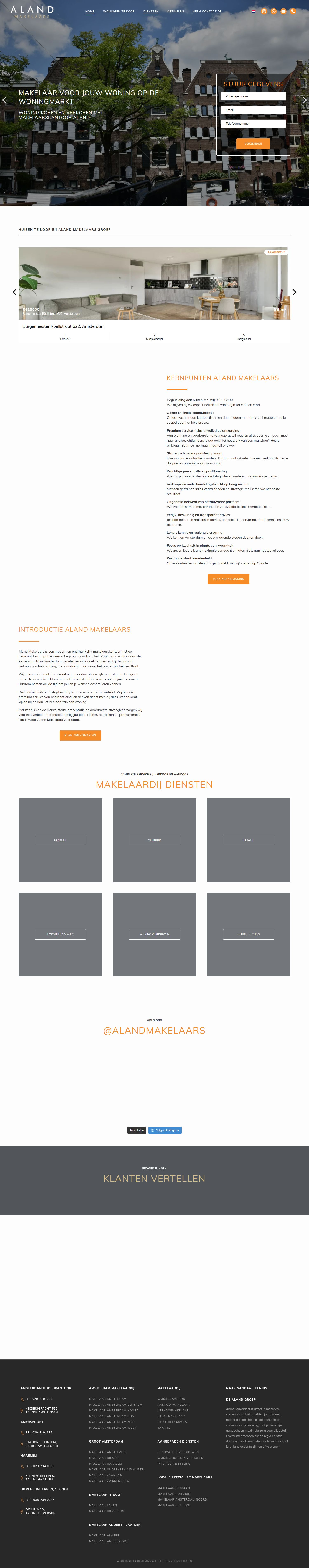 Screenshot of the website of aland.nl