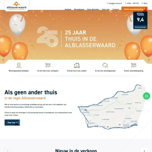 Screenshot van de website van www.alblasserwaard.nl