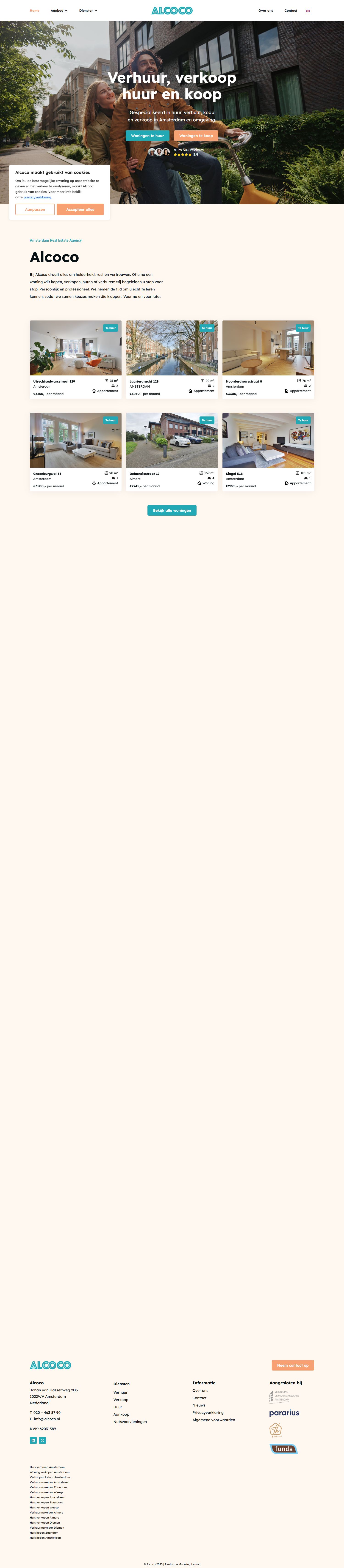 Screenshot der Website von www.alcoco.nl