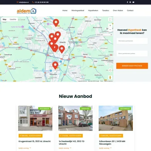 Screenshot der Website von www.aldem.nl