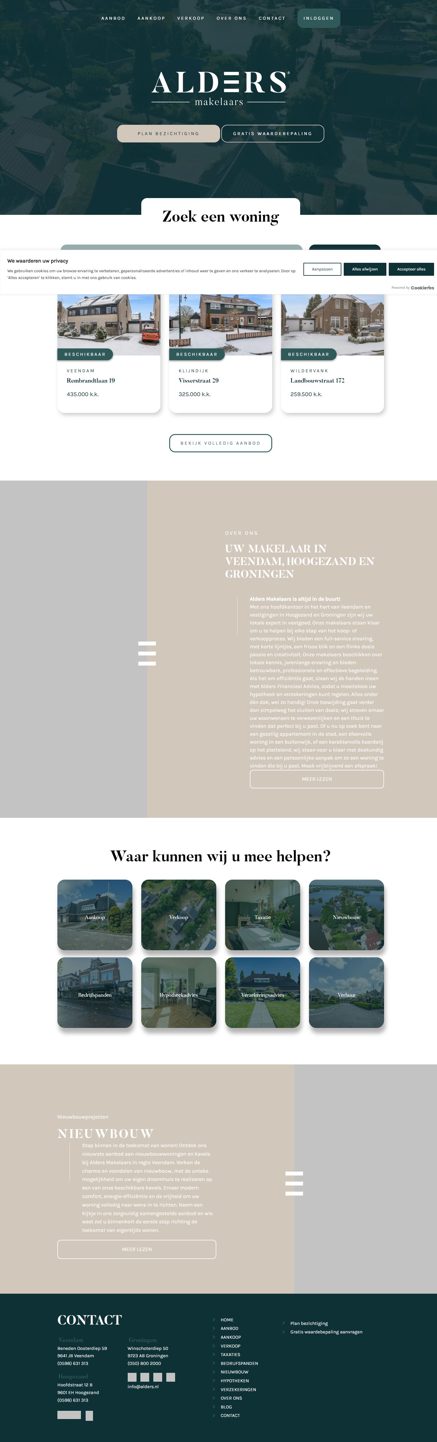Screenshot of the website of www.alders.nl
