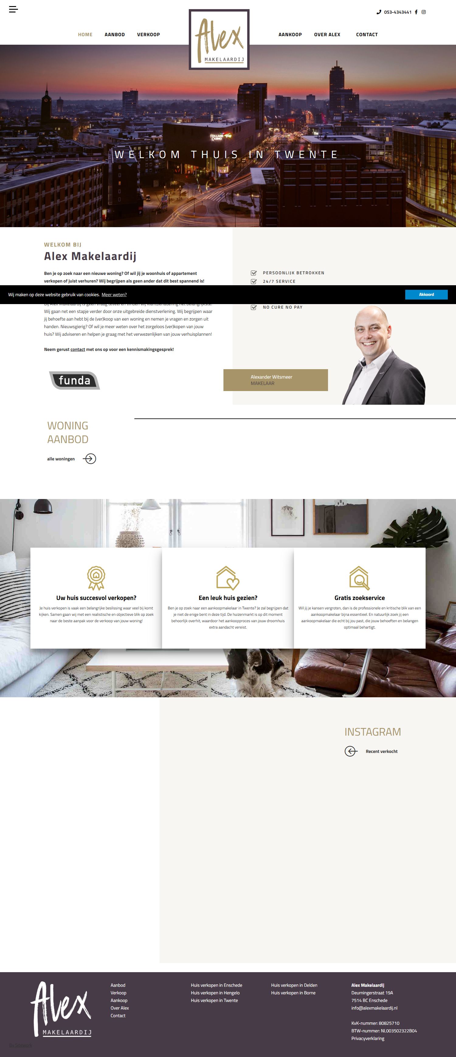 Capture d'écran du site web de www.alexmakelaardij.nl