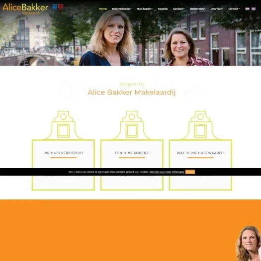 Screenshot van de website van www.alicebakker.nl