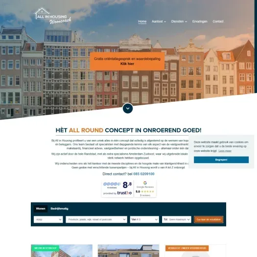Capture d'écran du site web de www.allinhousing.nl