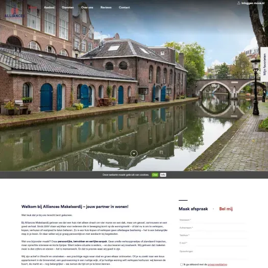Screenshot of the website of www.alliancesmakelaardij.nl