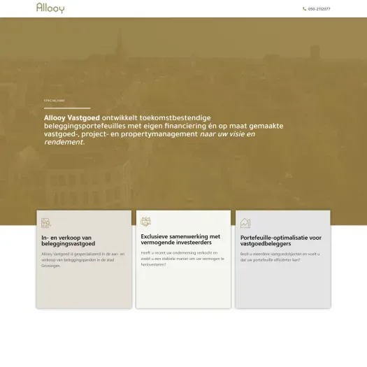 Screenshot van de website van www.allooy.nl