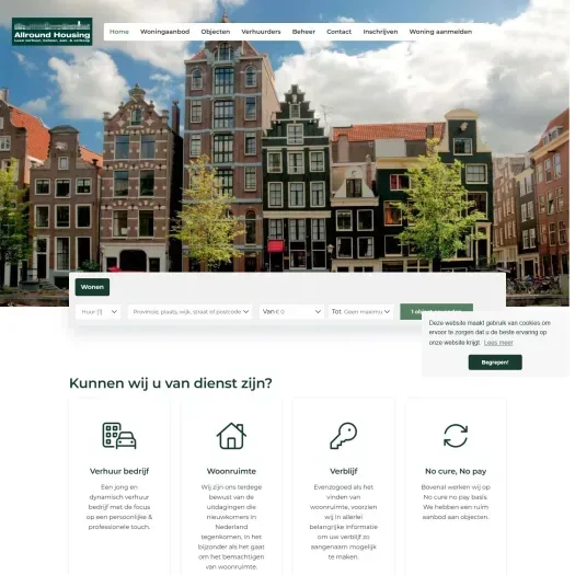 Screenshot van de website van www.allroundhousing.nl