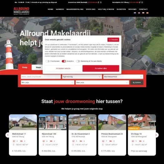 Screenshot van de website van www.allroundmakelaardij.nl
