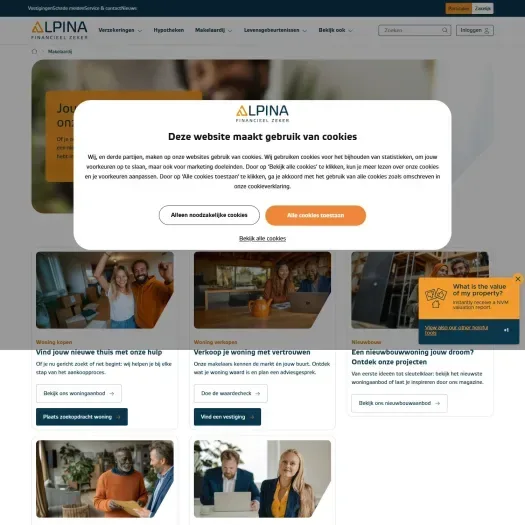 Screenshot van de website van www.alpina.nl