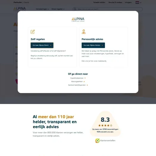 Screenshot van de website van www.alpina.nl