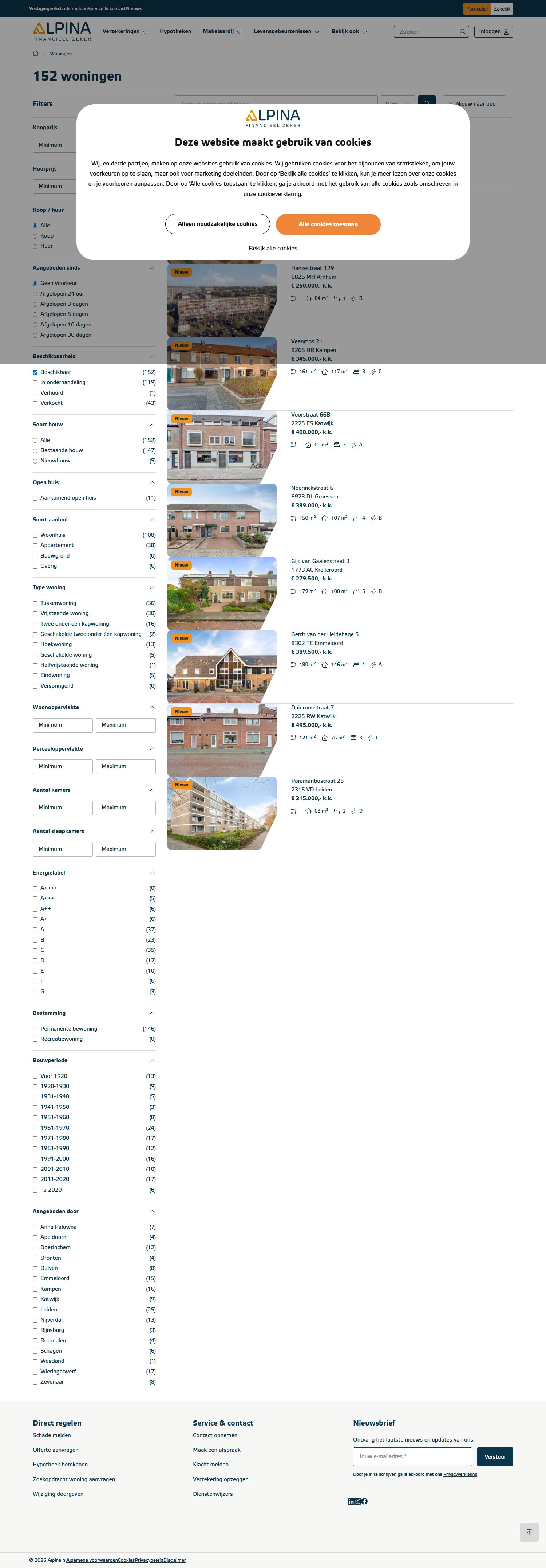 Screenshot of the website of www.alpina.nl