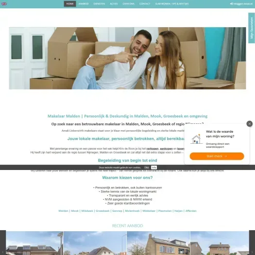 Screenshot of the website of www.almakelaars.nl