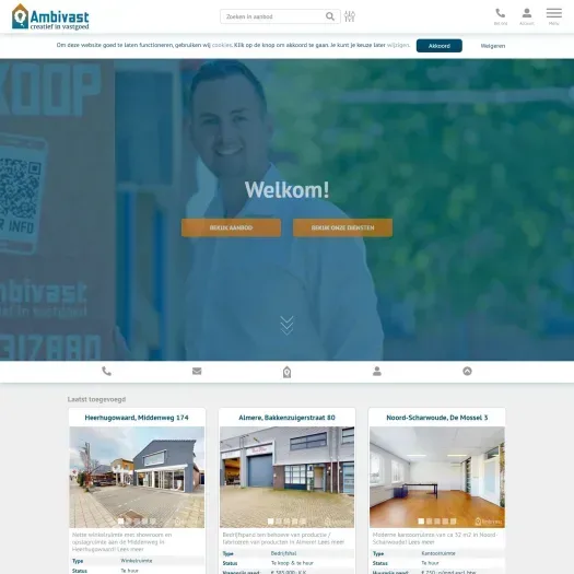 Screenshot van de website van ambivast.nl