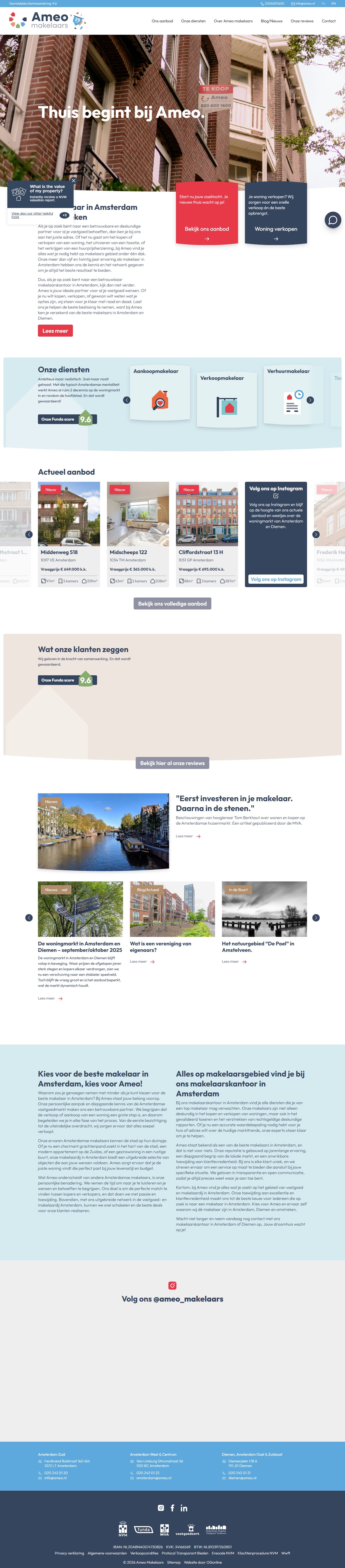 Screenshot of the website of www.ameo.nl