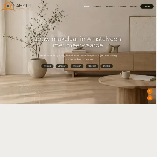 Screenshot of the website of www.amstelmakelaardij.nl