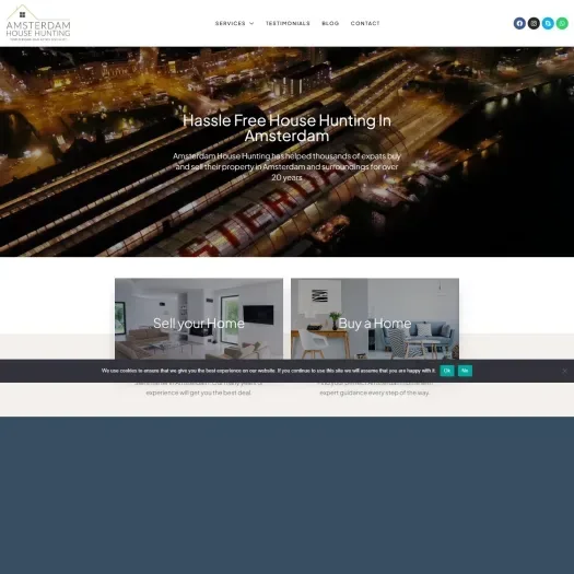 Screenshot of the website of www.amsterdamhousehunting.nl