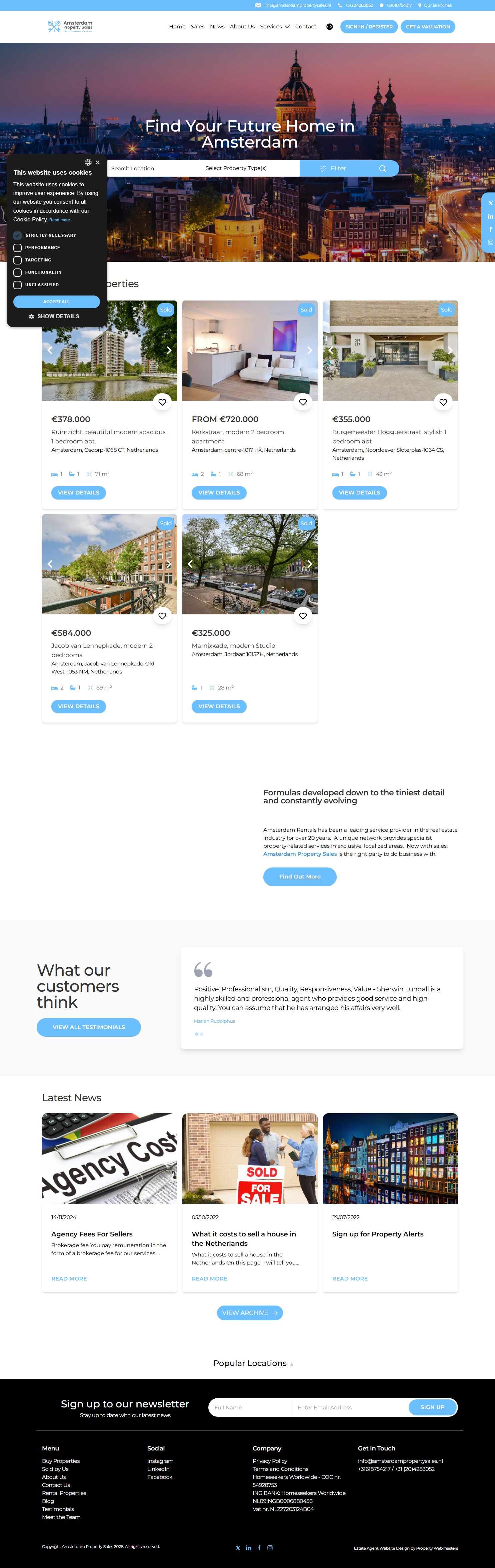 Screenshot of the website of www.amsterdampropertysales.com