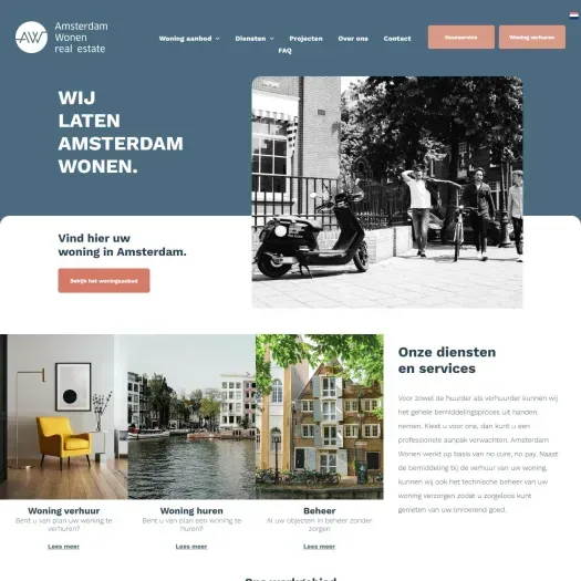 Capture d'écran du site web de www.amsterdamwonen.nl