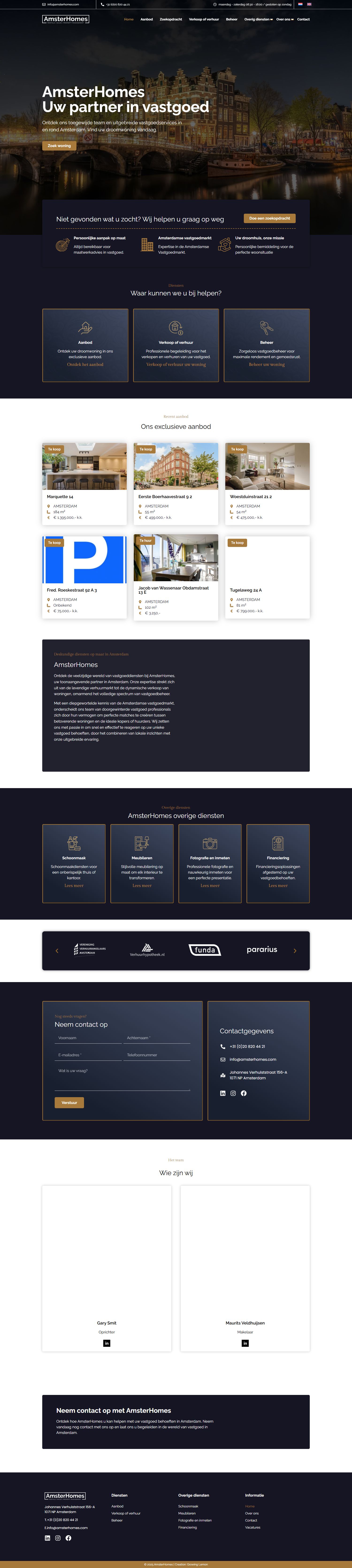 Screenshot of the website of www.amsterhomes.com