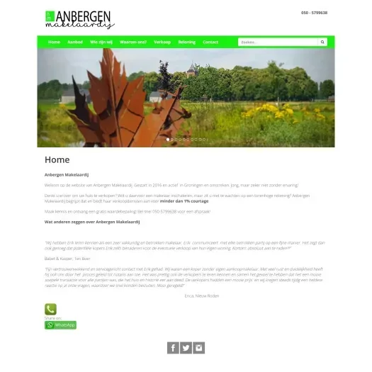 Screenshot of the website of www.anbergenmakelaardij.nl