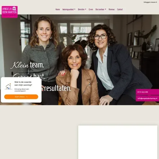 Screenshot van de website van www.angeladenhartog.nl
