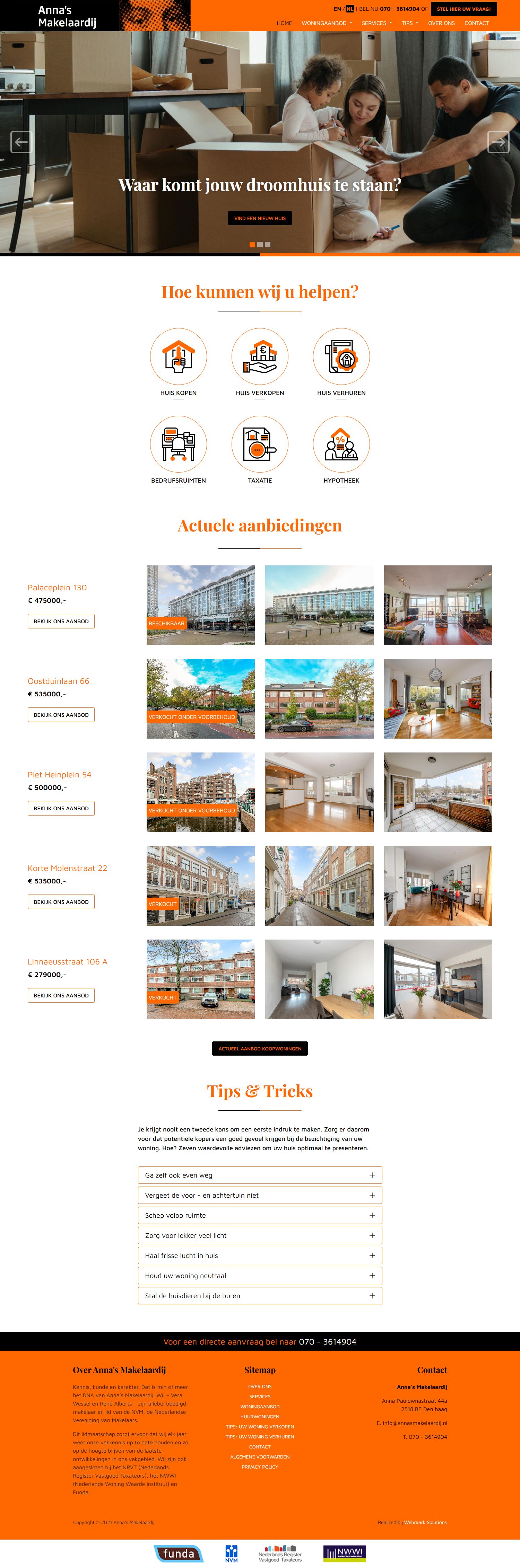 Capture d'écran du site web de www.annasmakelaardij.nl