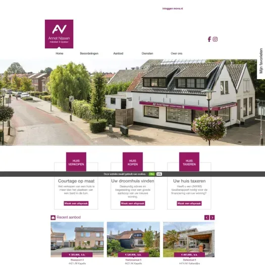 Screenshot van de website van www.nijssenmakelaardij.nl
