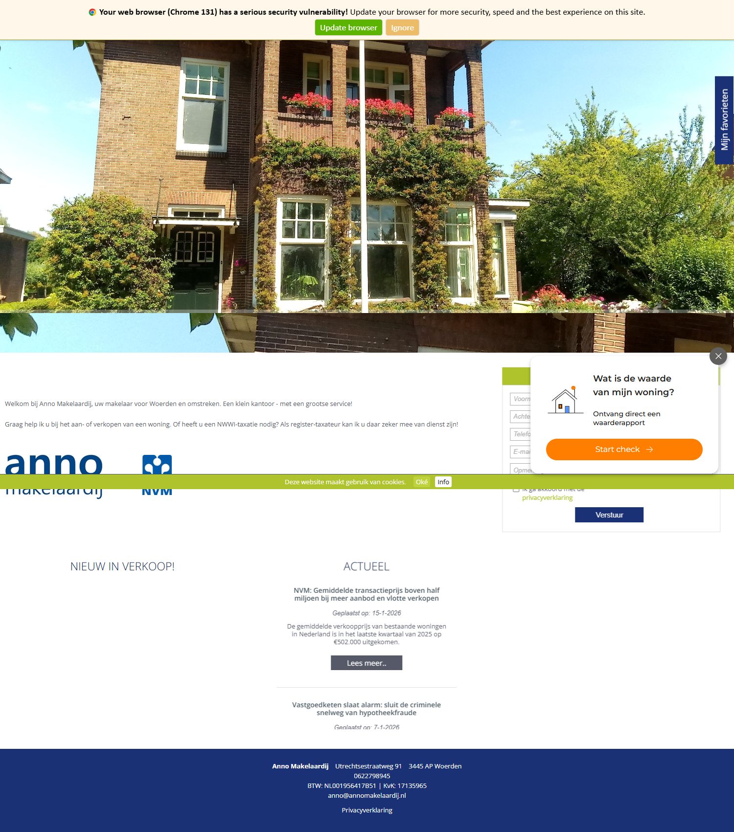 Screenshot der Website von www.annomakelaardij.nl