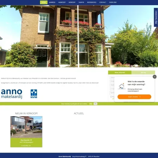 Screenshot van de website van www.annomakelaardij.nl