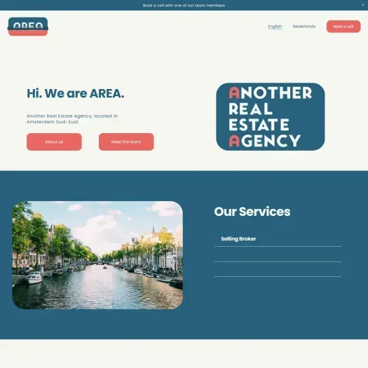 Screenshot van de website van www.area.nl