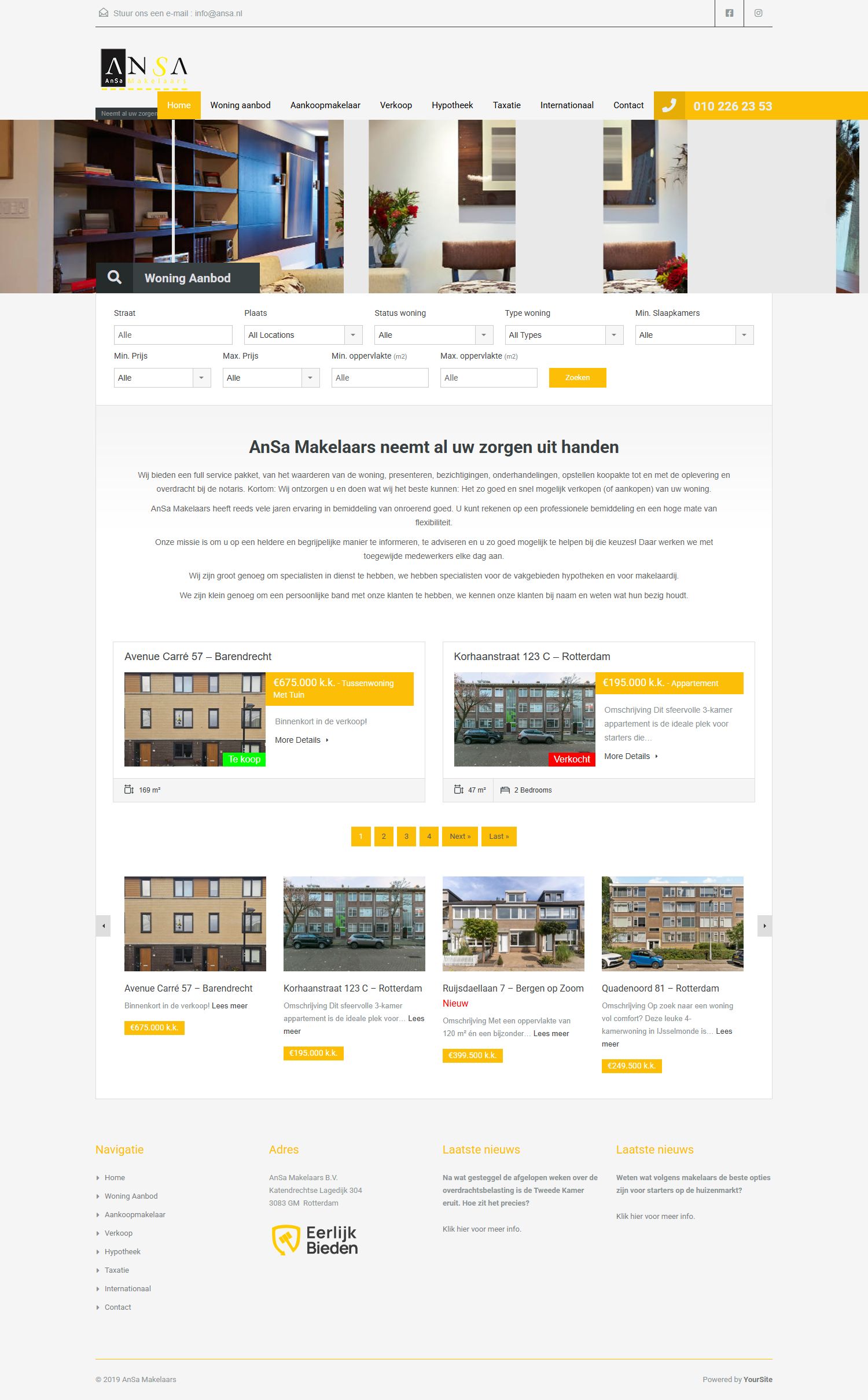 Screenshot der Website von www.ansa.nl