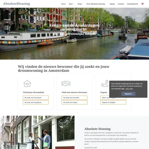 Screenshot van de website van www.absolutehousing.nl