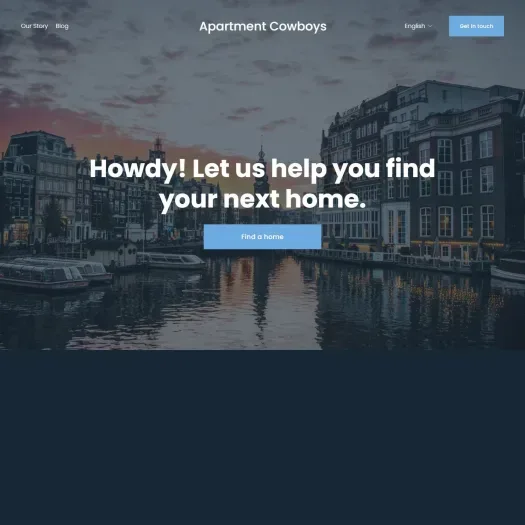 Screenshot van de website van www.apartmentcowboys.com
