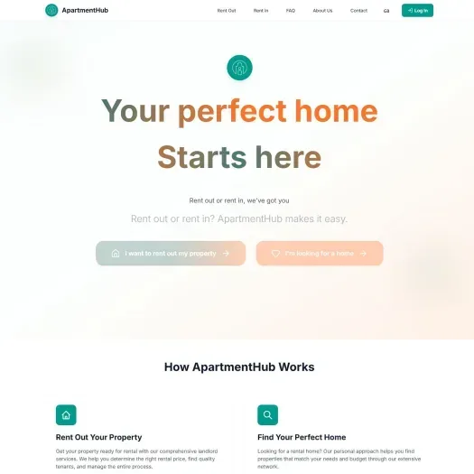 Screenshot van de website van apartmenthub.nl