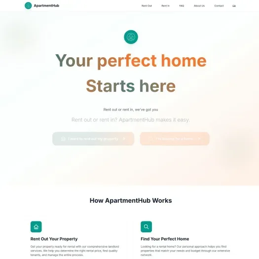 Screenshot of the website of apartmenthub.nl