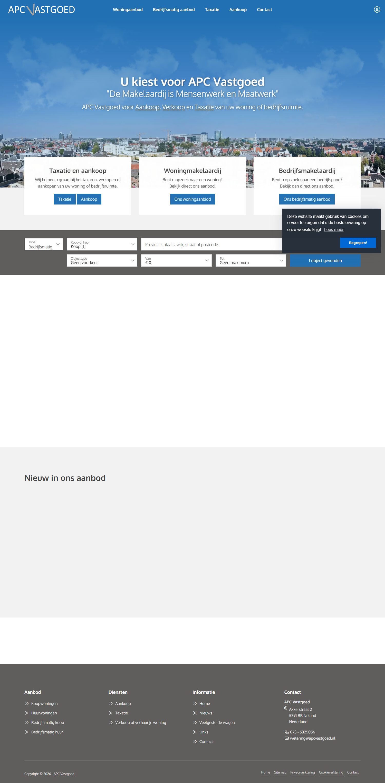 Screenshot der Website von www.apcvastgoed.nl