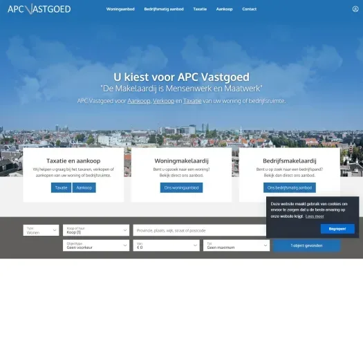 Screenshot of the website of www.apcvastgoed.nl