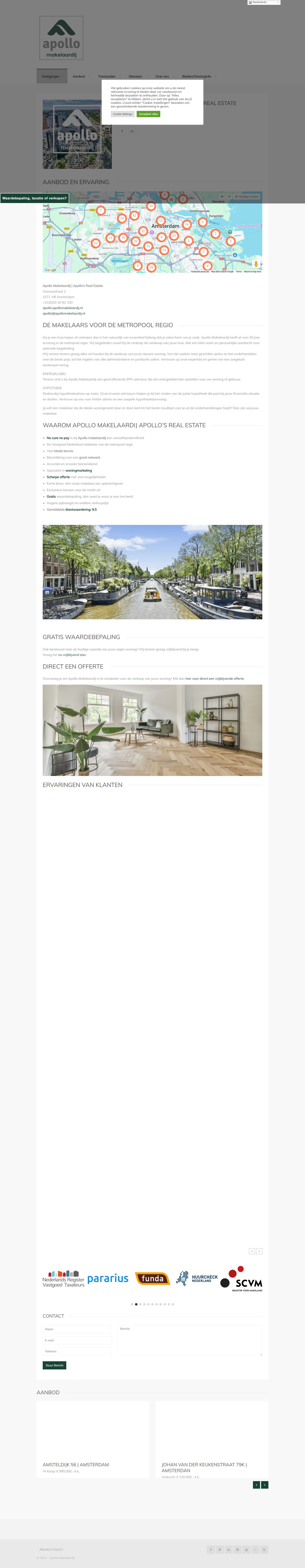 Screenshot van de website van www.apollomakelaardij.nl