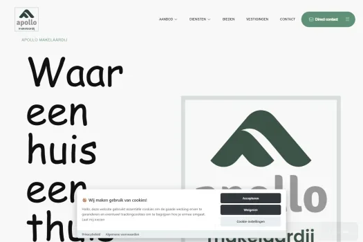 Screenshot van de website van www.apollomakelaardij.nl